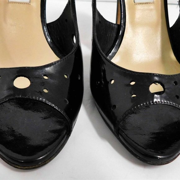 Jimmy Choo Black Patent Leather Open Toe Pumps Heels Italy 40 - Picture 4 of 6